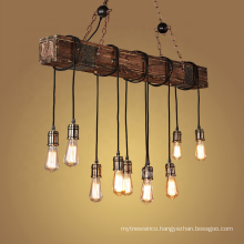 Restaurant loft natural wooden vintage hemp rope pendant lamp Industrial chandelier light